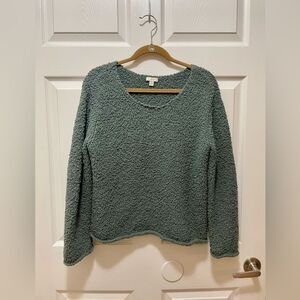 J Jill Womens Long Sleeve Pullover Sweater Size S Round Neck Green